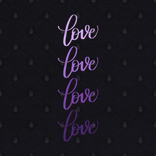 Love in Modern Calligraphy in Purple Gradient by Kelly Gigi